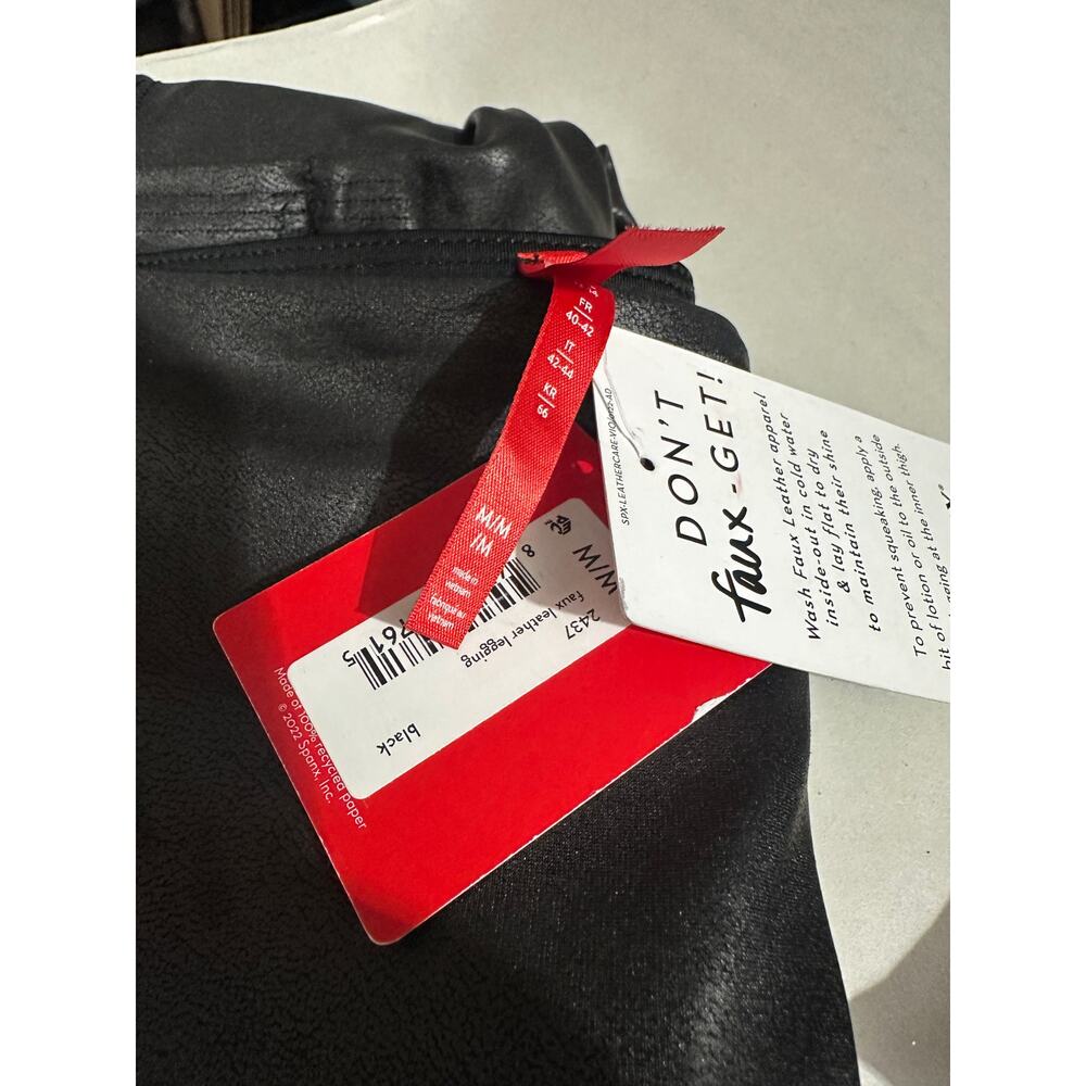 Spanx Black Faux Leather High Waist Leggings Size Medium NWT - Picture 5 of 5
